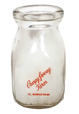 Vintage 1950's Pompy Jersey Farm Norwich VT Half Pint Vermont Milk Bottle • $19.95