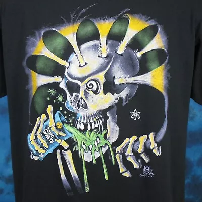 Vtg 80s TOXIC WASTE SKELETON CARTOON PAPER THIN T-Shirt MEDIUM/LARGE Beer Skull • $34.99