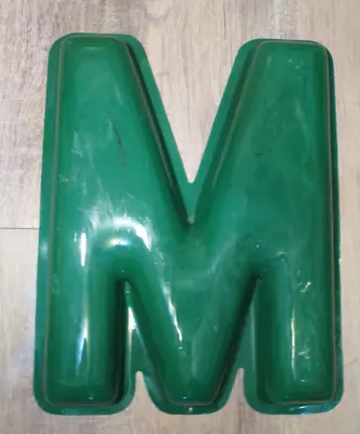 Vintage Large Big Plastic Green  M  Or  W  Letter Wall Mount 16  X 14  • $19.95
