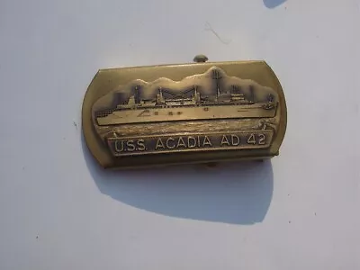 Vintage Brass Tone USS Acadia AD 42 US Navy Destroyer Belt Buckle USN • $34.95