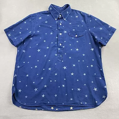 Ralph Lauren Shirt Mens Extra Large Blue Half Placket Popover Preppy Star Casual • $24.79