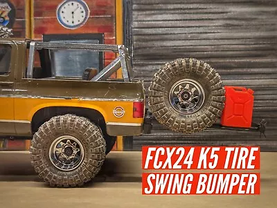 FMS FCX24 K5 Swing Out Spare Tire Rear Bumper W/ Gas Can & Hitch Receiver Kit • $15.15