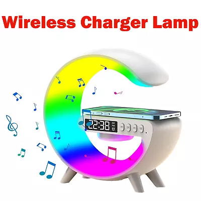 Smart Alarm Clock Wake Up Light Sound Machine Bluetooth Speaker Wireless Charger • $16.49