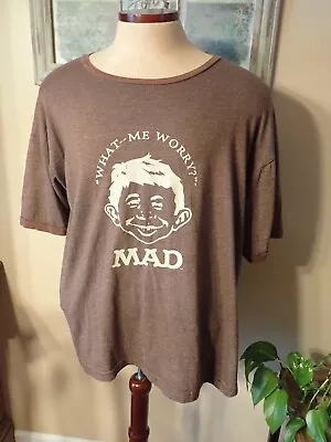 Mad Magazine Vintage Shirt XL Brown Thunder Creek 90s Cartoon Graphic Tee Ringer • $44