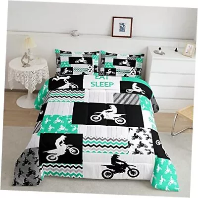 Teel Dirt Bike Comforter Set Racing Motocross Comforter For Queen Multi B04 • $76.78