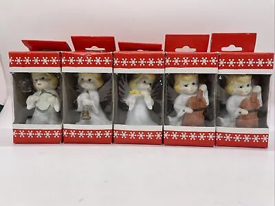 Vintage Handcrafted Ceramic Angels Playing Music Cello Flute Lot Of 5 • $25
