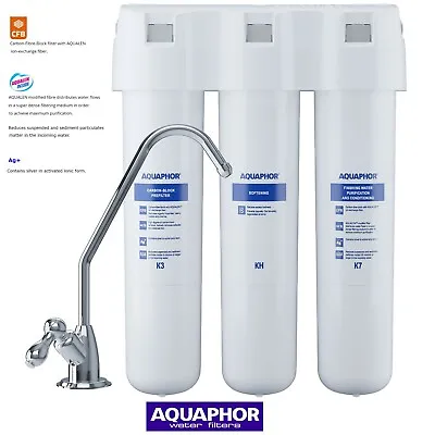 AQUAPHOR CRYSTAL 3 Stage Under Sink Softener In Line Drinking Water Filter Tap • £89.99