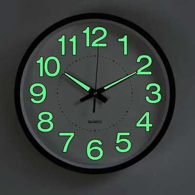 £14.95 • Buy 12  Large Luminous Wall Clocks Night Dark Glow Quartz Watch Home Bedroom Decor