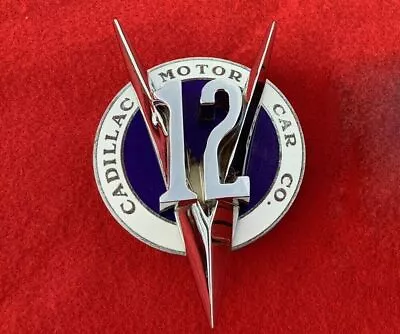 Vintage Cadillac V12 Radiator Grill Bonnet Hood Badge Emblem Brass Chrome • $288.86