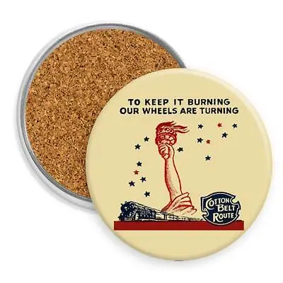 $7.99 • Buy Railroad Cotton Belt Route Our Wheels Are Turning Drink Coaster
