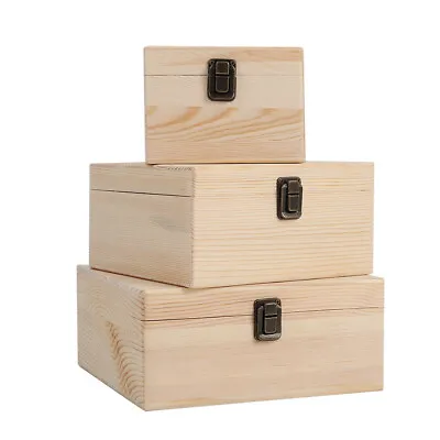 Wooden Craft Box Pine Treasure Chest Storage Memory Keepsake Gift Personalise • £5.95