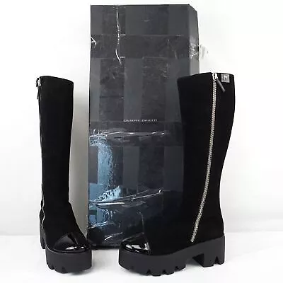 Giuseppe Zanotti Daikiri 20 Suede Knee-High Black Platform Boots - Women's EU 40 • $71