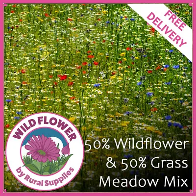Wild Flower Meadow Lawn Seeds Natural Pollinator Attract Bees & Butterflies • £64.99