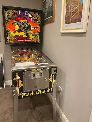 BLACK KNIGHT Pinball BACKGLASS By WILLIAMS 1980 • $2000