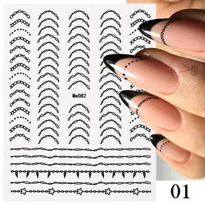 Nail Designs Glitter French Nail Stickers 3D Nail Decals Nail Art Sticker • $1.30