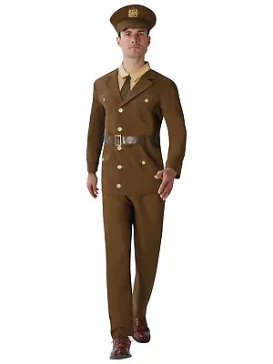 Mens WW1 Solider Costume Army Military Unifrom Sergeant Adult Fancy Dress Outfit • £36.65