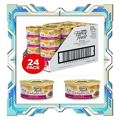 24 X Fancy Feast Delights W/ Cheddar Wet Cat Food Chicken & Cheddar Cheese 85g • $54