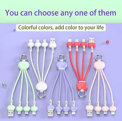 3 In 1 Multi USB Cable Charger Fast Charging Keychain Cord For Android IPhone • $9.99