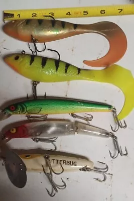 Fishing Lure Lot Musky Pike Arbogask Jitterbug Bomber Jointed Storm Rubber Baits • $9.99