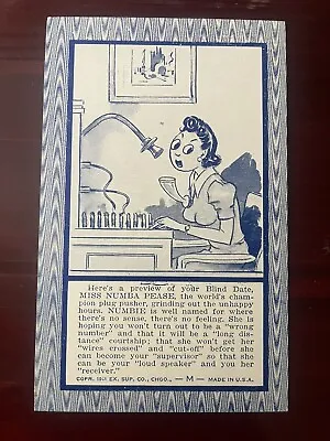 1941 Blind Date Fortune Teller Arcade Machine Prize Card ~ Miss Numba Pease • $7.95