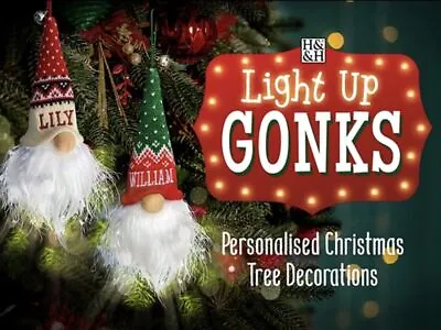 Personalised Christmas Light Up Gonk Bauble Tree Decoration LED Battery • £6.99