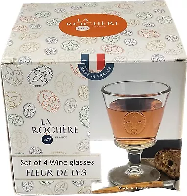 La Rochere Fleur De Lis French Wine Glass Clear  Set Of 4 NIB • $45.95