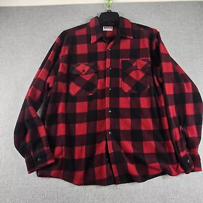 Men's Large Wrangler Red  Lumberjack Plaid Long Sleeve  Fleece Flannel Shirt • $13.59