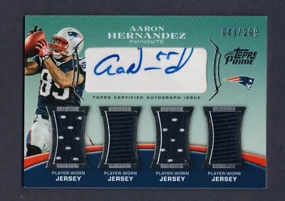 2010 Aaron Hernandez Topps Prime 4 Patch Relic RC Auto (043/299) • $185