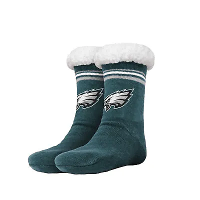 FOCO NFL Philadelphia Eagles Solid Stripe Logo Footy Slippers Non-Skid Bottom • $16.89