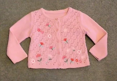 Nutmeg Baby Girl Pink Embroidered Cardigan 12-18 Month • £3