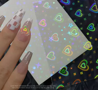 1Sheet Nail Stencils Self Adhesive Star Heart Shape Sticker Set Nail Art Sticker • $13.46