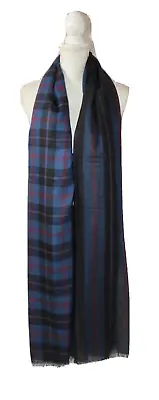 Marc Jacobs Wool Scarf Light Weight Plaid Stripe Blue Red 88 X55  NWT MSRP $178 • $49.99