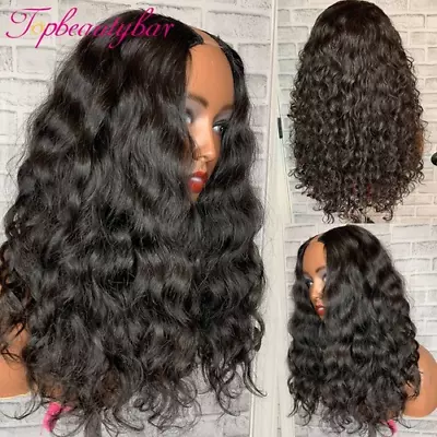 Curly U Part Wigs 180% Density Brazilian Human Hair Wigs Remy Glueness Non Lace • £97.33