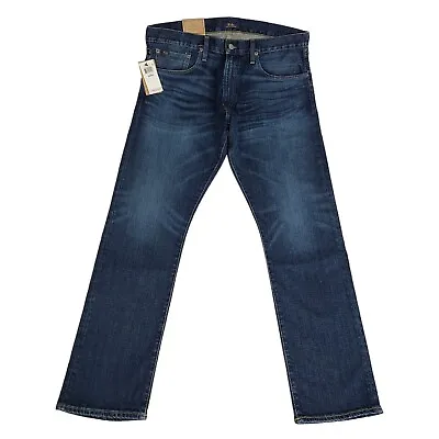 Polo Ralph Lauren Mens 35x32 Varick Slim Straight Medium Blue Wash Denim Jeans • $89.99