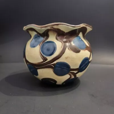 Herman Kahler Floral Vase  HAK Denmark  Blue And Brown Pattern • $50