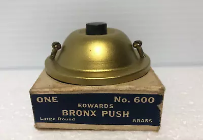 Vintage Round Doorbell Push Button 2-1/4  Brass Edwards No. 600 Made USA (NOS) • $12.95