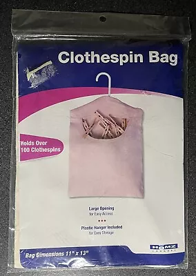 Homz Laundry Clothespin Bag Includes Hanger 11” X 13” Holds Over 100 Pins • $12.99