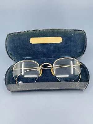 Vintage Antique Shuron Gold Filled Eyeglasses Optical Spectacles With Case • $85
