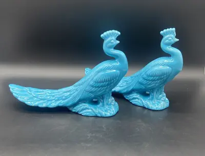$34 • Buy Vintage Turquoise Luster Ceramic Peacocks Set Of 2.