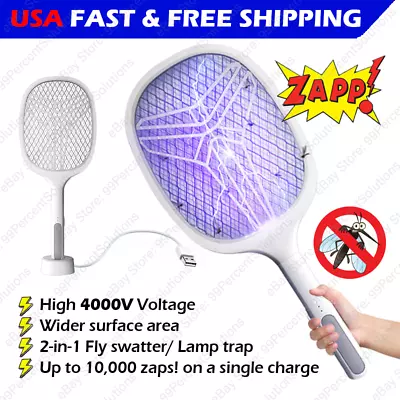 Rechargeable Electric Mosquito Fly Swatter Zapper Racket Bug Insect Killer Lamp • $24.99