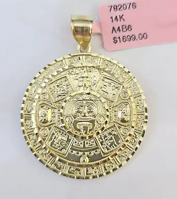 Real 14k Yellow Gold Circular Mayan Calendar Pendant Charm 14kt • $423.26