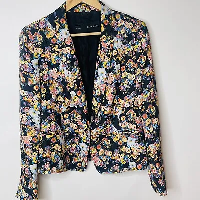 Zara Floral Blazer Single Breasted Size US XL AU Fits 8-12 Made In Spain Rare • $39.14