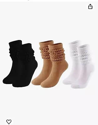 Geebuzz Knit Cotton Slouch Socks For Women Extra Long Scrunch Knee High Boot So • £8.99