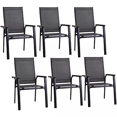 Patio Chairs Set Of 6 Aluminium Stackable Outdoor Dining Chairs For Lawn Garden • $449.99