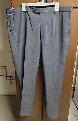 Stafford Men's Super Suit Dress Pants Gray Plaid 42W X 30L NEW!!! • $35
