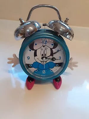 ALARM CLOCK Minnie Mouse 7x7  Battery Operated Arms Move Preloved Gc • £5