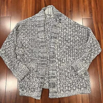 Moth Anthropologie Black White Chunky Knit Cardigan Sweater Oversized Sz Medium • $38