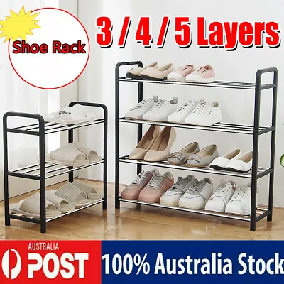 $19.99 • Buy Shoe Rack 3/4/5 Tier Shelves Shoes Cabinet Storage Steel Stand Organizer Shelf