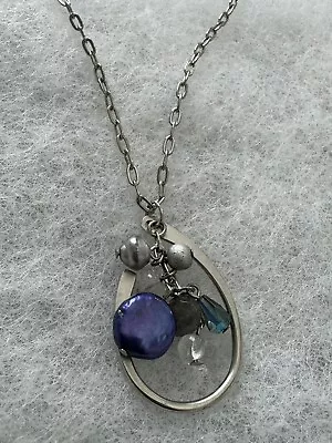 Silver Forest Silver Tone Necklace With Silver And Multi Stone Pendant • $21.50