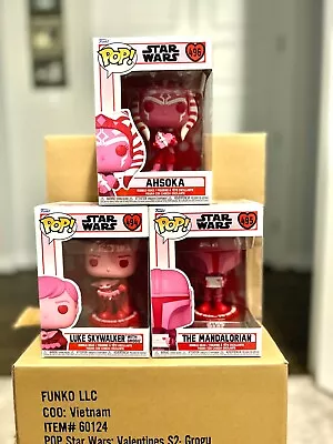 Funko Pop! Star Wars Valentines Day Trio - Mandalorian Ahsoka Luke With Grogu • $11.98